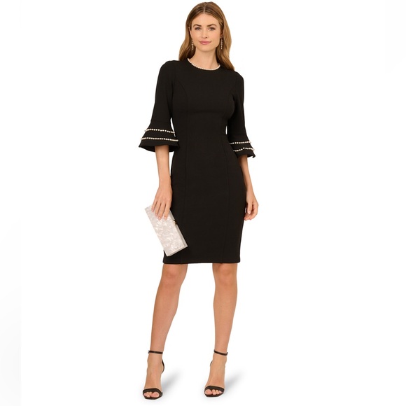 Adrianna Papell Elegant Faux Pearl Black Dress Adrianna Papell Elegant Faux Pearl Black Dress